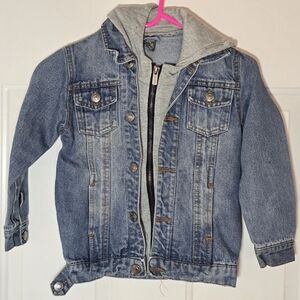 MaCam Kids Denim Jacket with Faux Gray Hoodie 5-6 Years